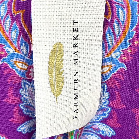 Farmer's Market Paisley Patchwork Print Peasant Shirt Plus Size 3X Purple Green - Picture 5 of 6